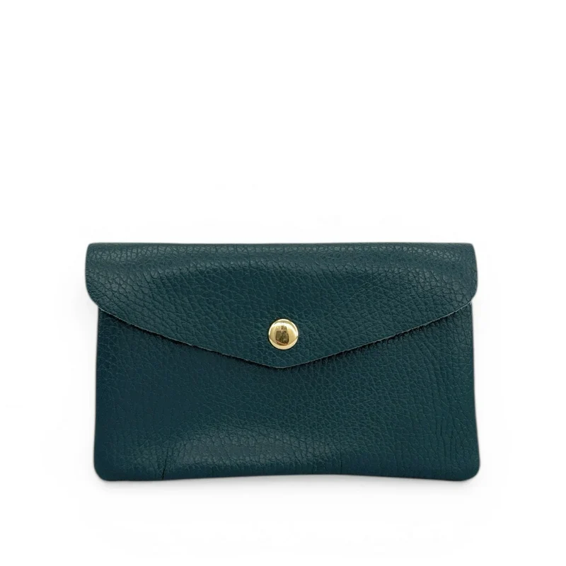 Pochette porte-monnaie en cuir grainé COMPO Vert forêt noire
