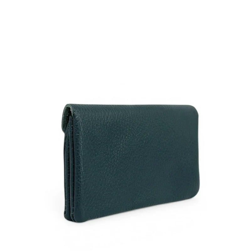 Pochette porte-monnaie en cuir grainé COMPO Vert forêt noire