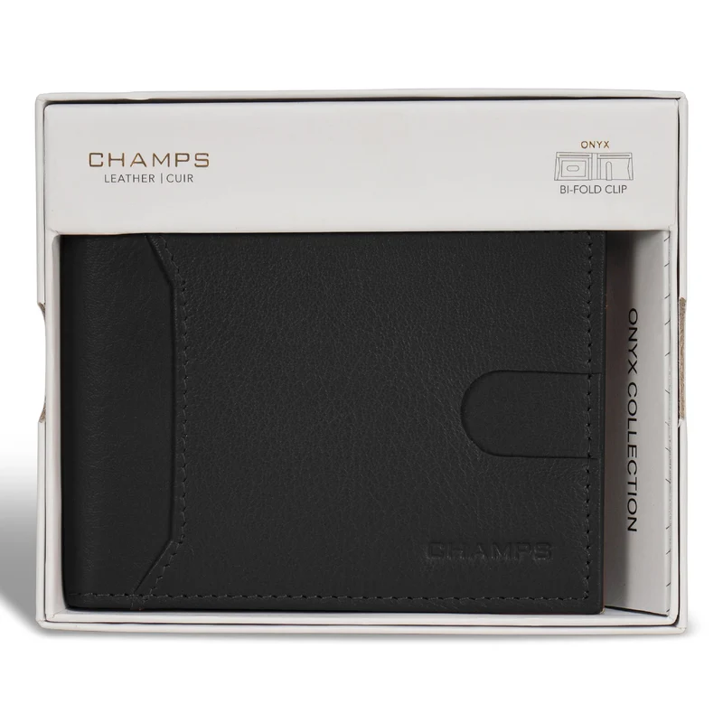 Onyx / Leather Bi-Fold Clip Wallet *Drop Ship*