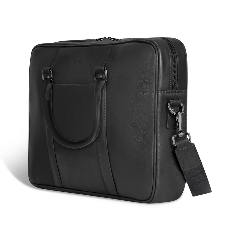 Onyx / Leather Slim Briefcase *Drop Ship*