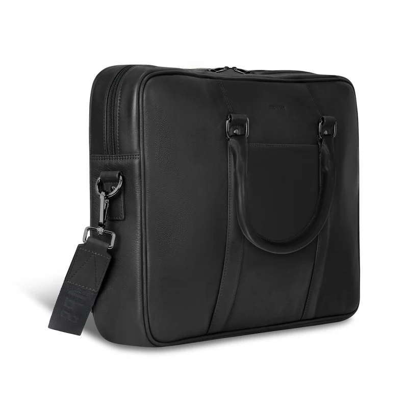 Onyx / Leather Slim Briefcase *Drop Ship*