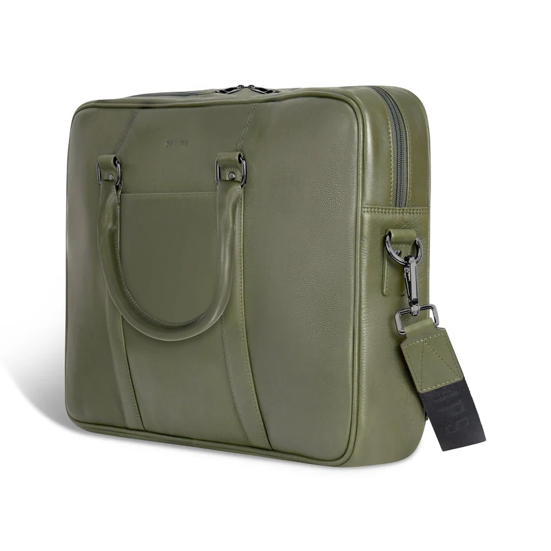 Onyx / Leather Slim Briefcase *Drop Ship*