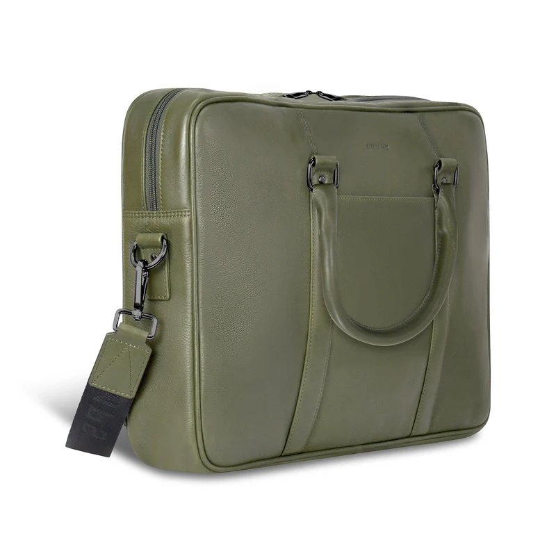 Onyx / Leather Slim Briefcase *Drop Ship*