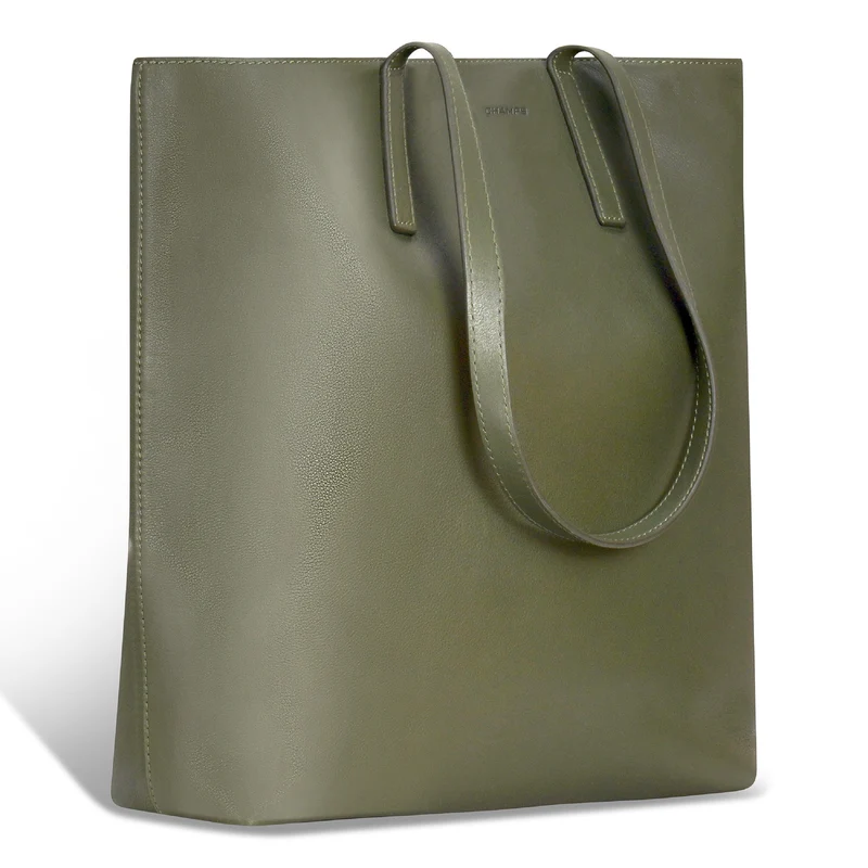 Onyx / Leather Vertical Tote *Drop Ship*