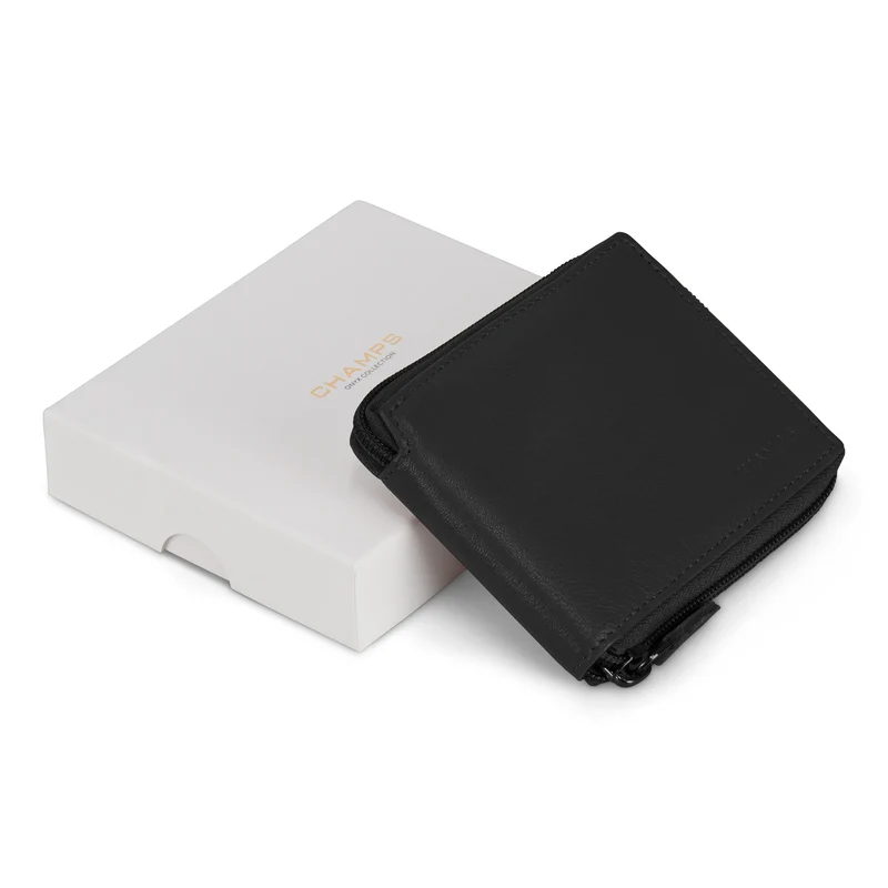 Onyx / Leather Zip Around Wallet *Drop Ship*