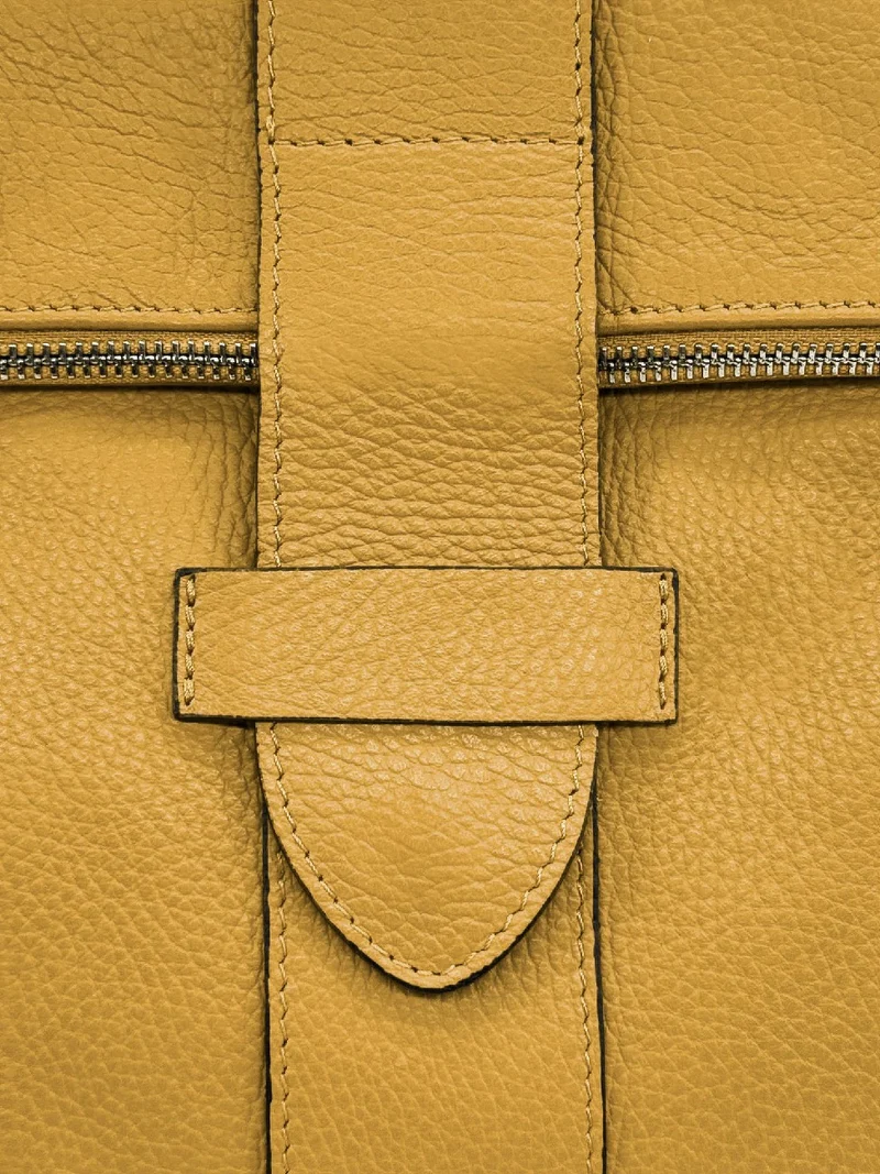 Sac à dos antivol en cuir grainé DORA Jaune tournesol