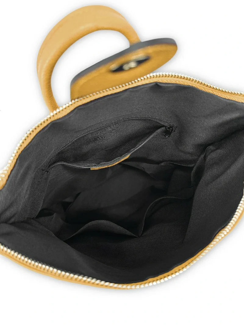 Sac à dos antivol en cuir grainé DORA Jaune tournesol