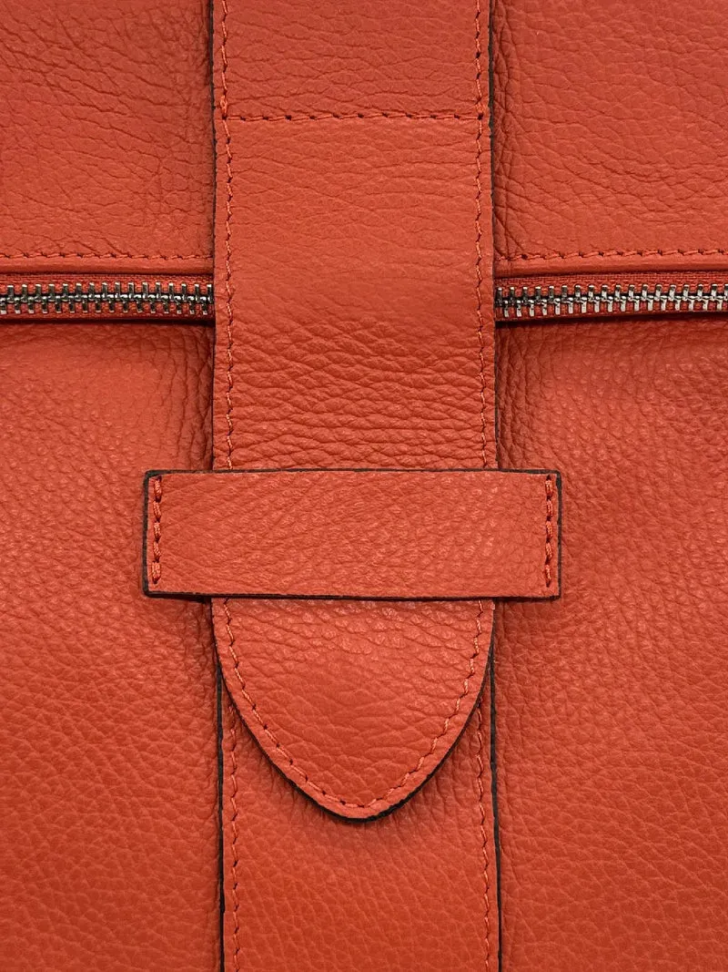 Sac à dos antivol en cuir grainé DORA Mandarine