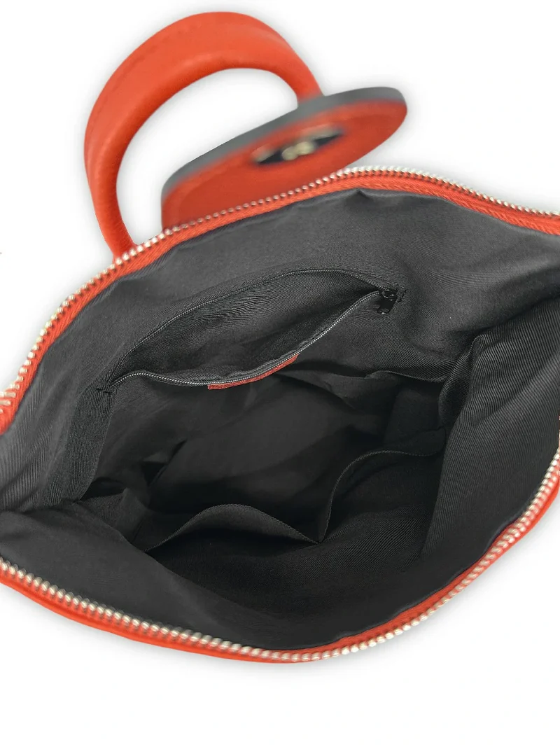 Sac à dos antivol en cuir grainé DORA Mandarine