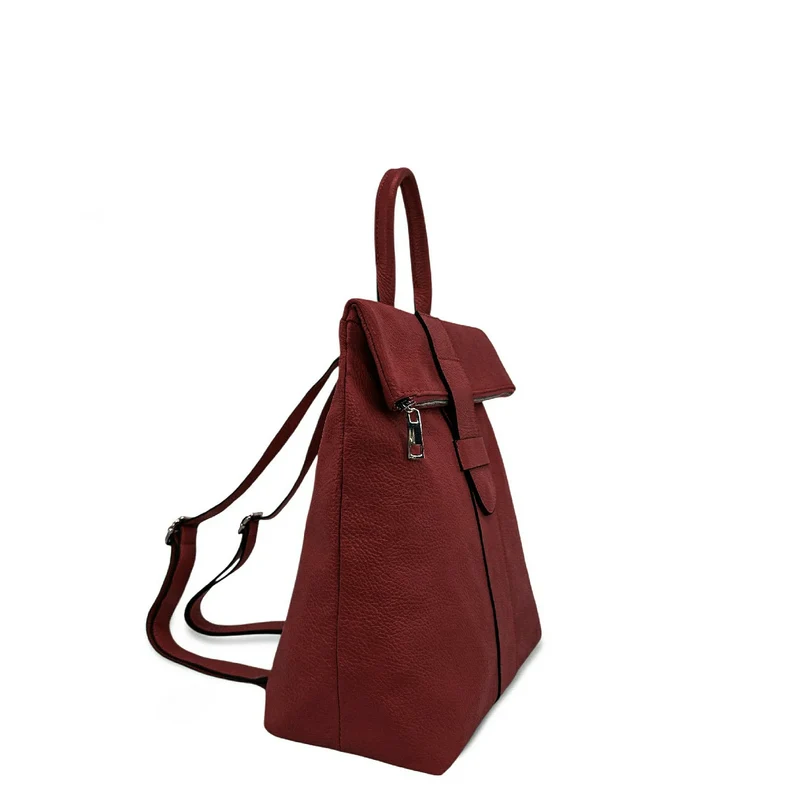 Sac à dos antivol en cuir grainé DORA Rouge foncé