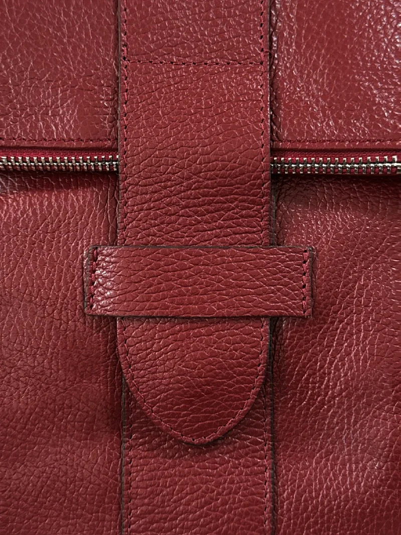 Sac à dos antivol en cuir grainé DORA Rouge foncé