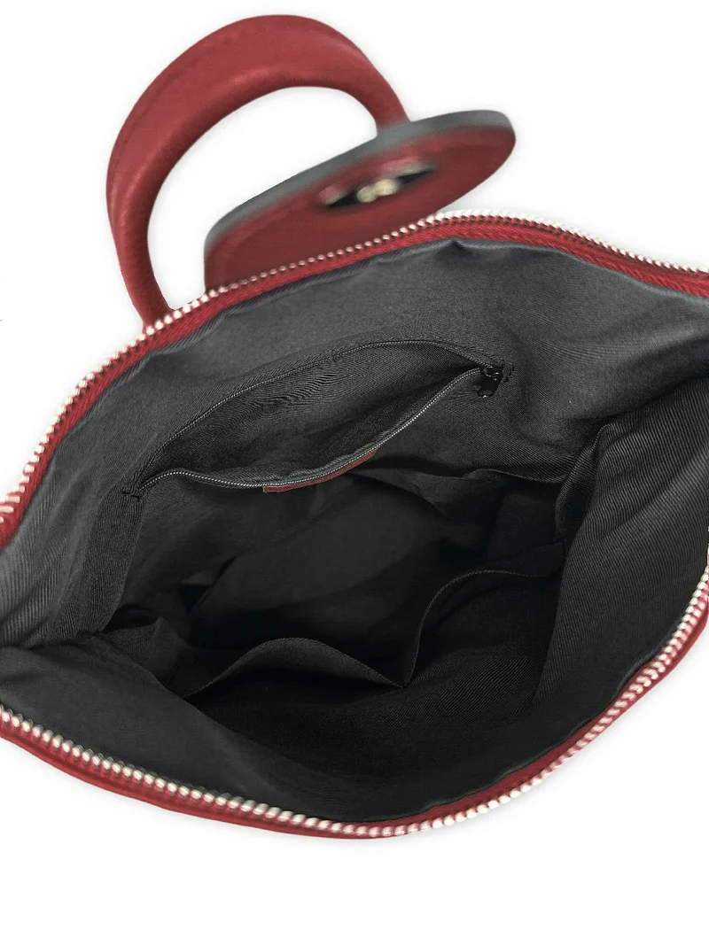 Sac à dos antivol en cuir grainé DORA Rouge foncé