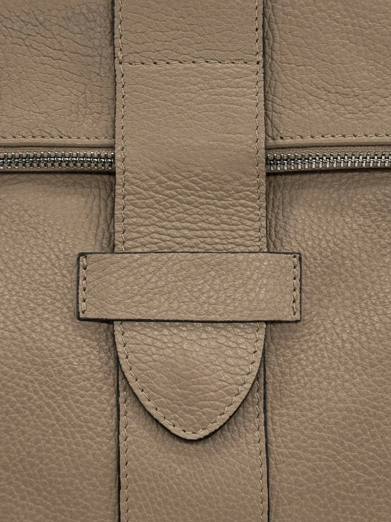 Sac à dos antivol en cuir grainé DORA Taupe foncé