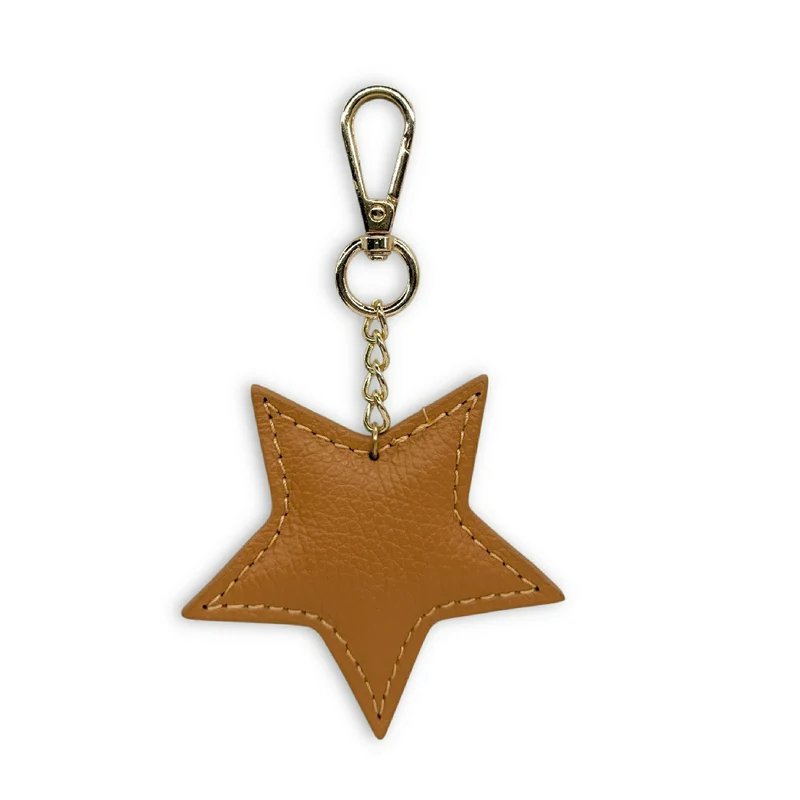 Porte-clés en cuir grainé ETOILE Camel