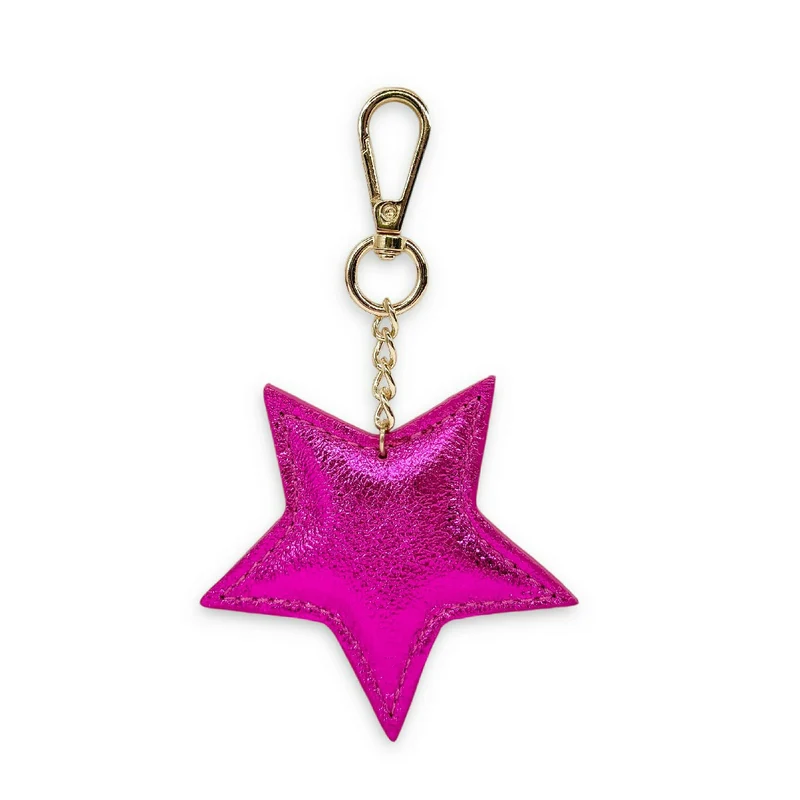 Porte-clés en cuir irisé ETOILE GLOW Fuchsia irisé