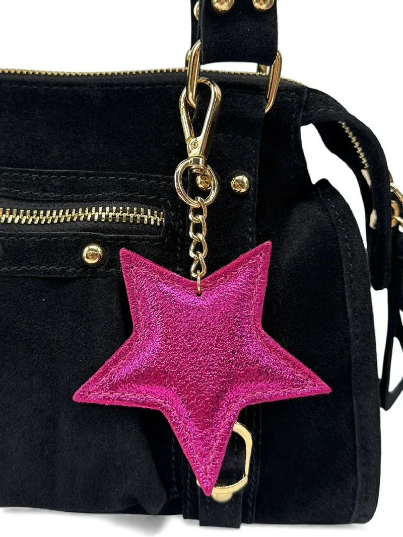 Porte-clés en cuir irisé ETOILE GLOW Fuchsia irisé