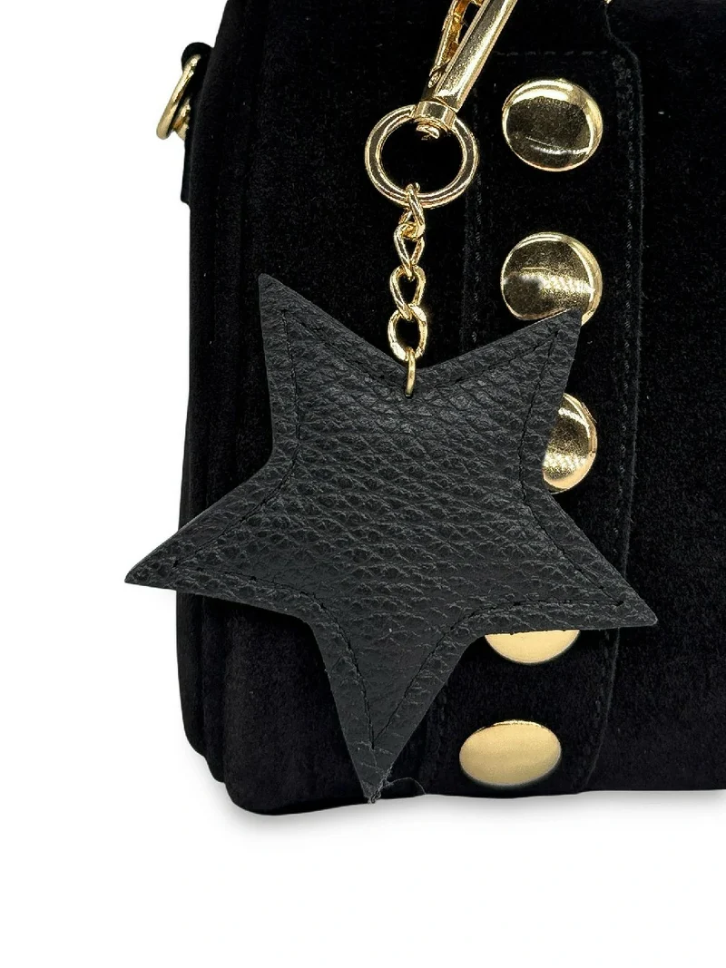 Porte-clés en cuir grainé ETOILE Noir