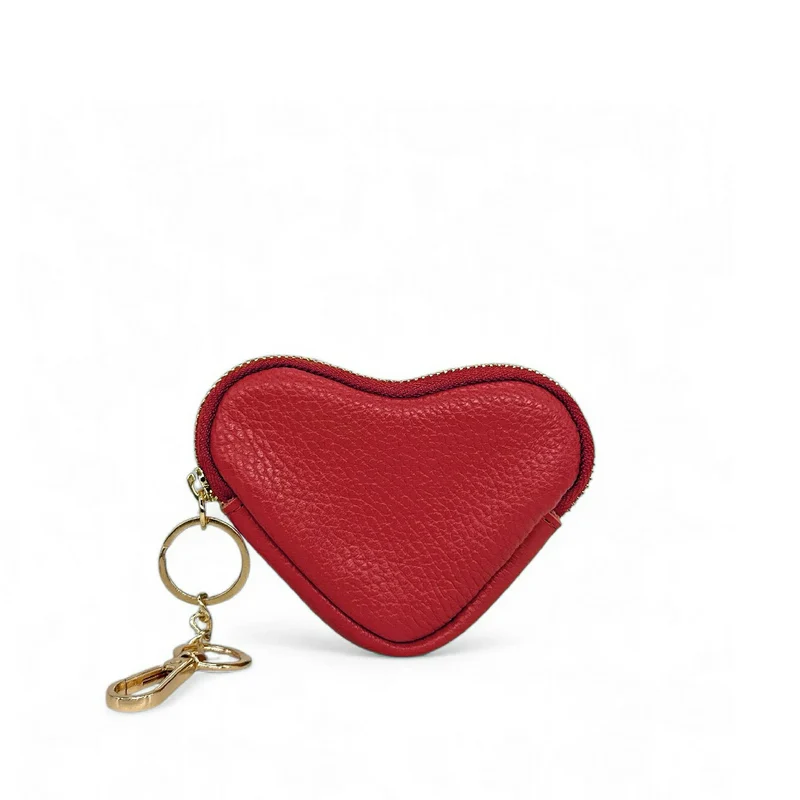 Porte-monnaie porte-clés en cuir grainé SWEETIE Rouge intense