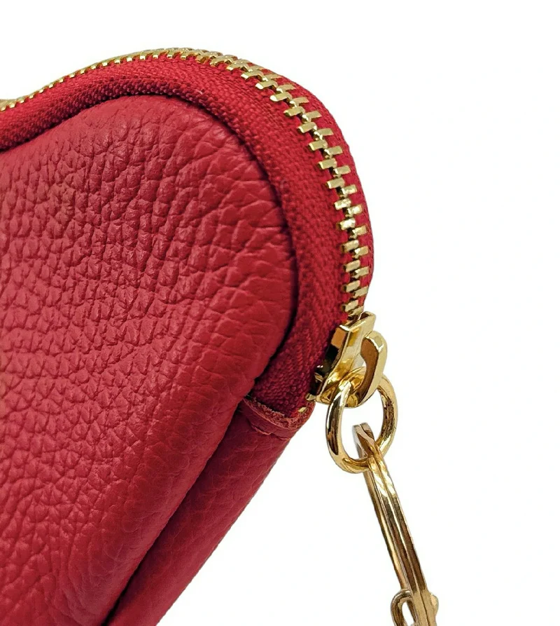 Porte-monnaie porte-clés en cuir grainé SWEETIE Rouge intense
