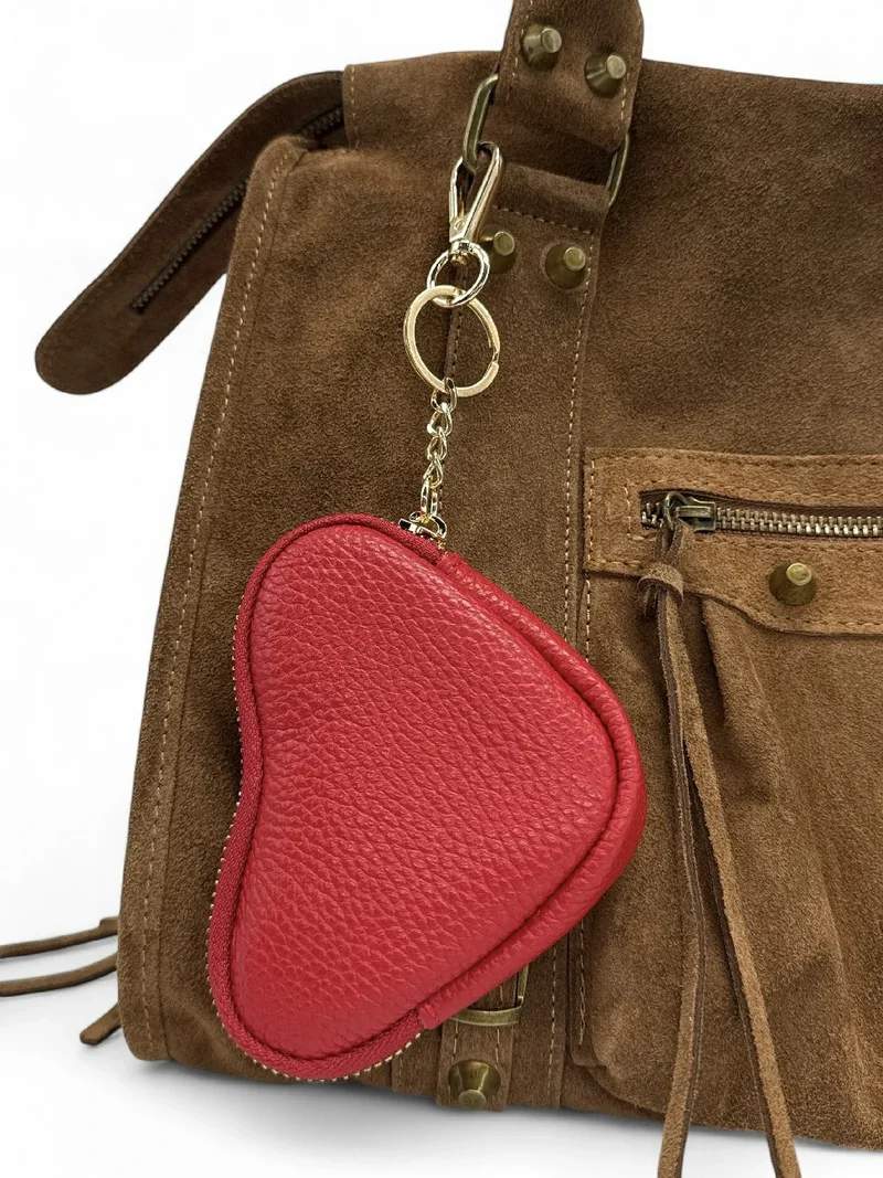 Porte-monnaie porte-clés en cuir grainé SWEETIE Rouge intense