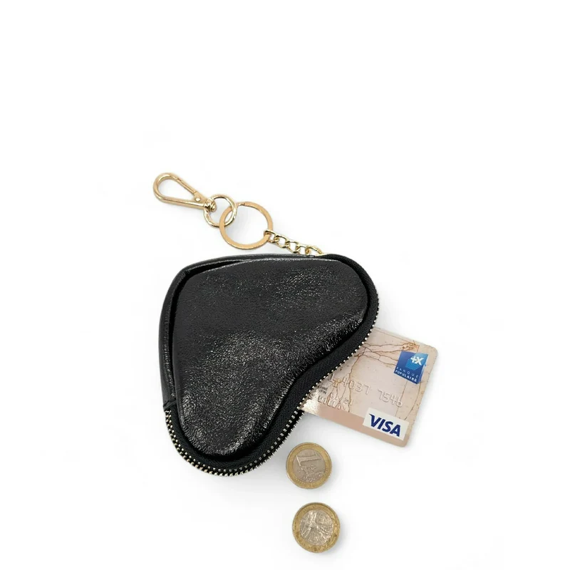 Porte-monnaie porte-clés en cuir irisé SWEETIE Noir