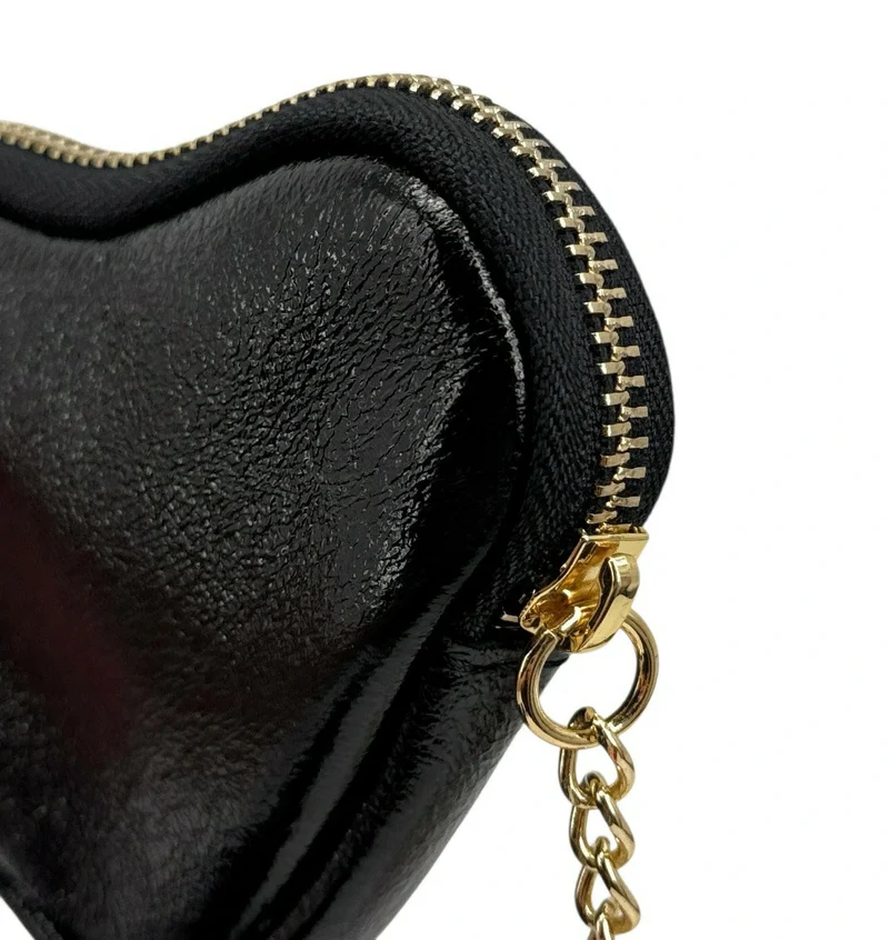 Porte-monnaie porte-clés en cuir irisé SWEETIE Noir