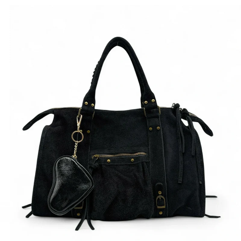 Porte-monnaie porte-clés en cuir irisé SWEETIE Noir
