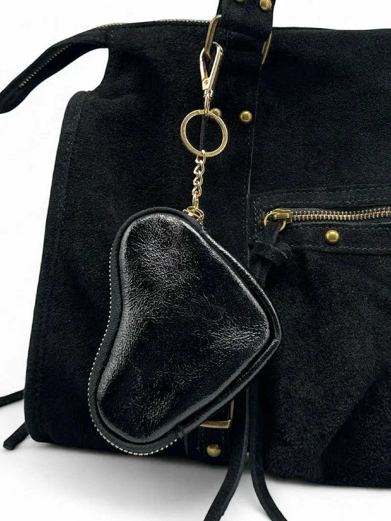 Porte-monnaie porte-clés en cuir irisé SWEETIE Noir