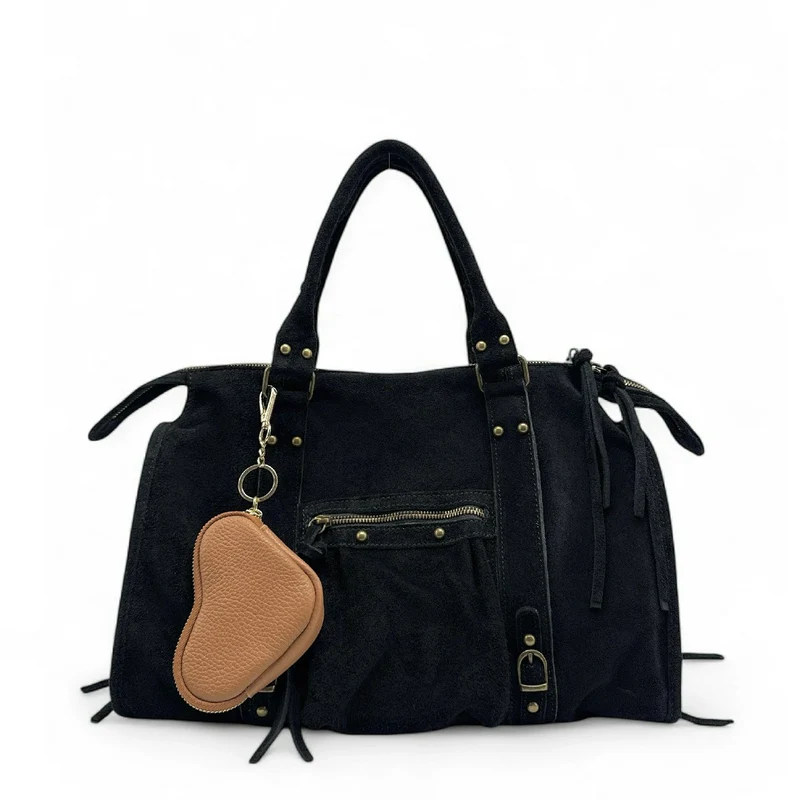 Porte-monnaie porte-clés en cuir grainé SWEETIE Camel foncé