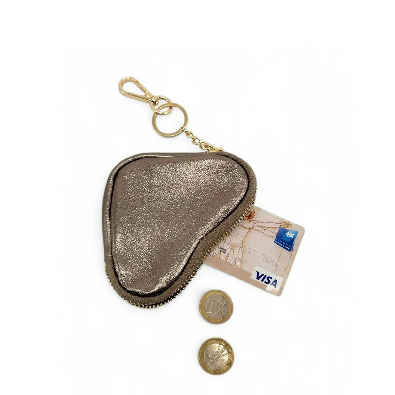 Porte-monnaie porte-clés en cuir irisé SWEETIE Champagne