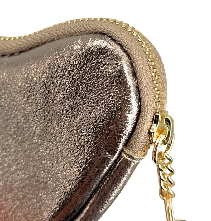 Porte-monnaie porte-clés en cuir irisé SWEETIE Champagne