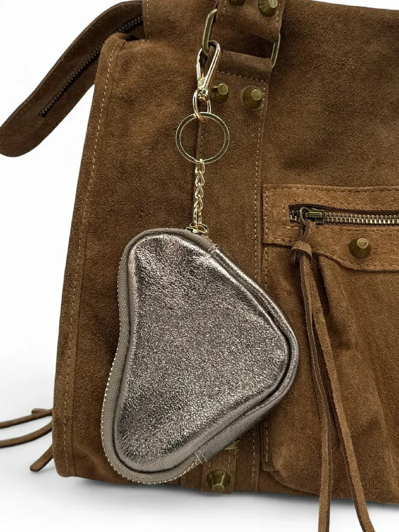 Porte-monnaie porte-clés en cuir irisé SWEETIE Champagne