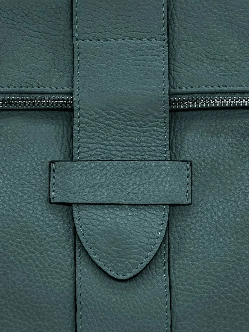 Sac à dos antivol en cuir grainé DORA Vert canard