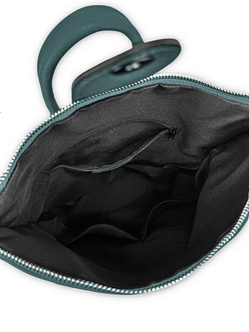 Sac à dos antivol en cuir grainé DORA Vert canard