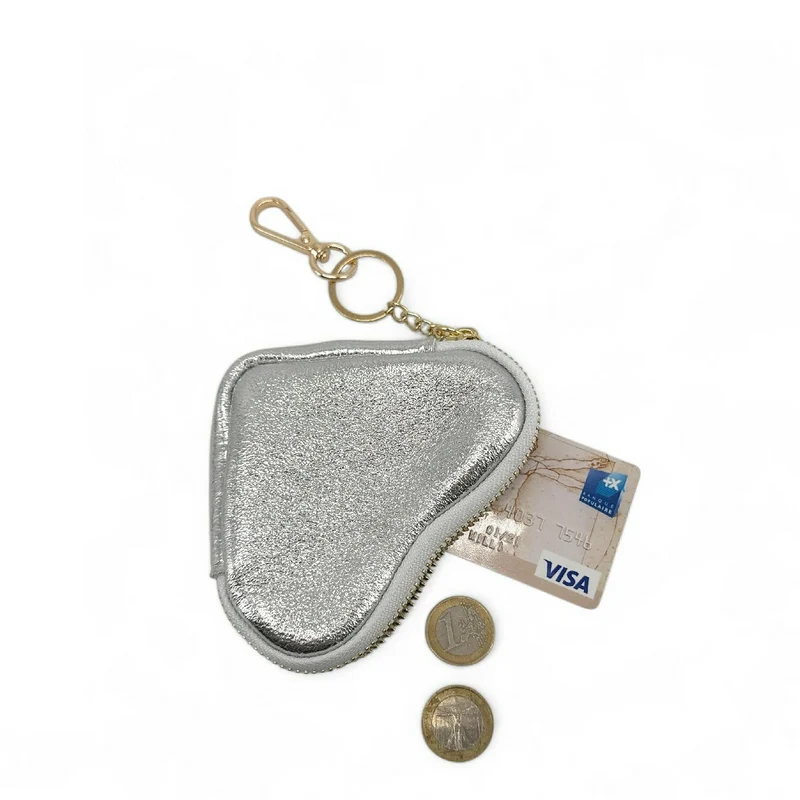 Porte-monnaie porte-clés en cuir irisé SWEETIE Argent moyen