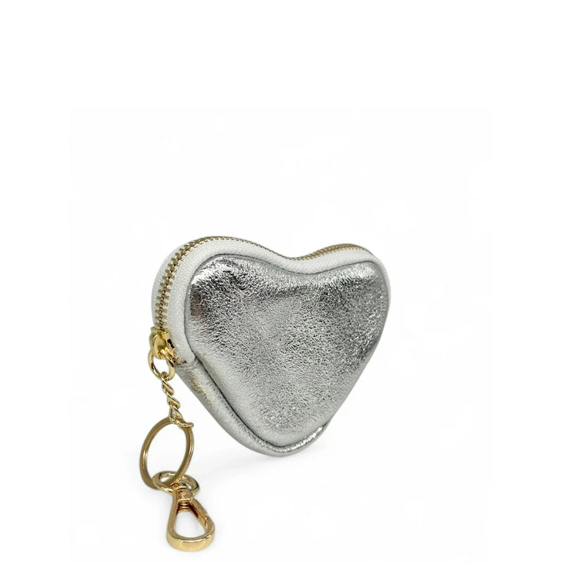 Porte-monnaie porte-clés en cuir irisé SWEETIE Argent moyen