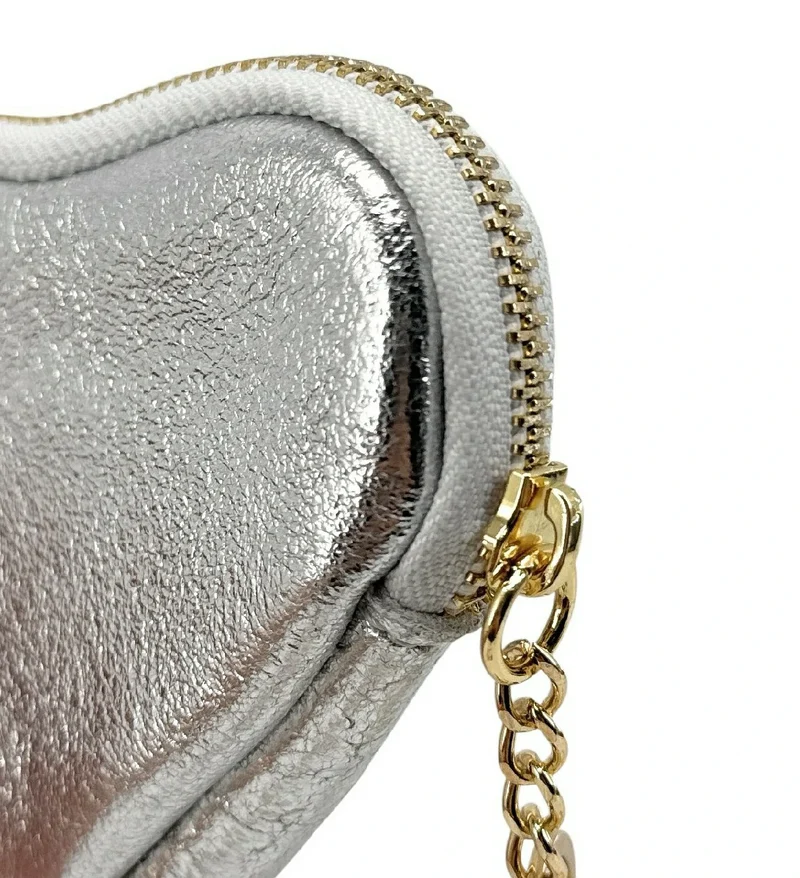 Porte-monnaie porte-clés en cuir irisé SWEETIE Argent moyen