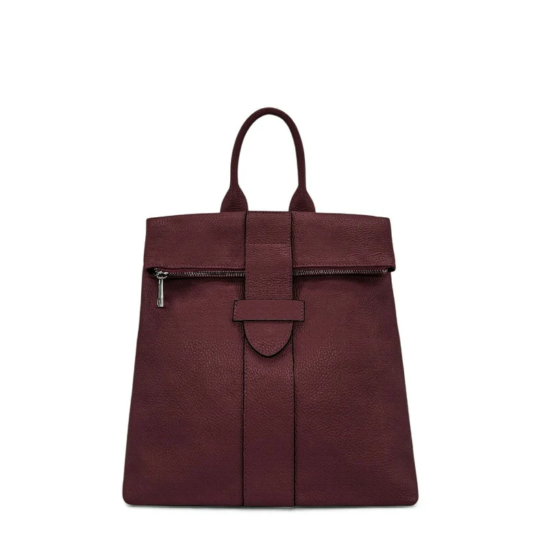 Sac à dos antivol en cuir grainé DORA Bordeaux