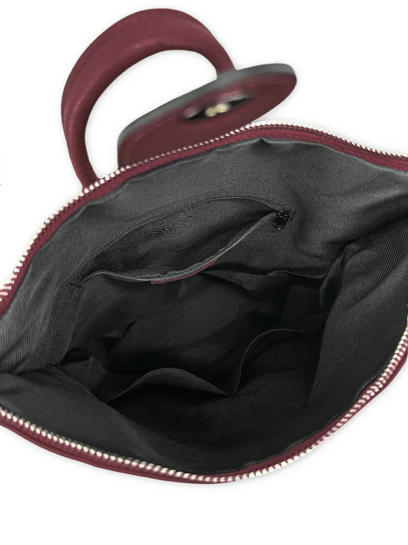 Sac à dos antivol en cuir grainé DORA Bordeaux