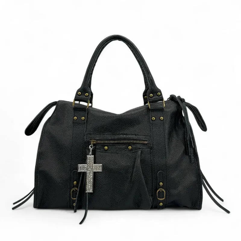 Charm de sac CROIX en métal et strass FAITH