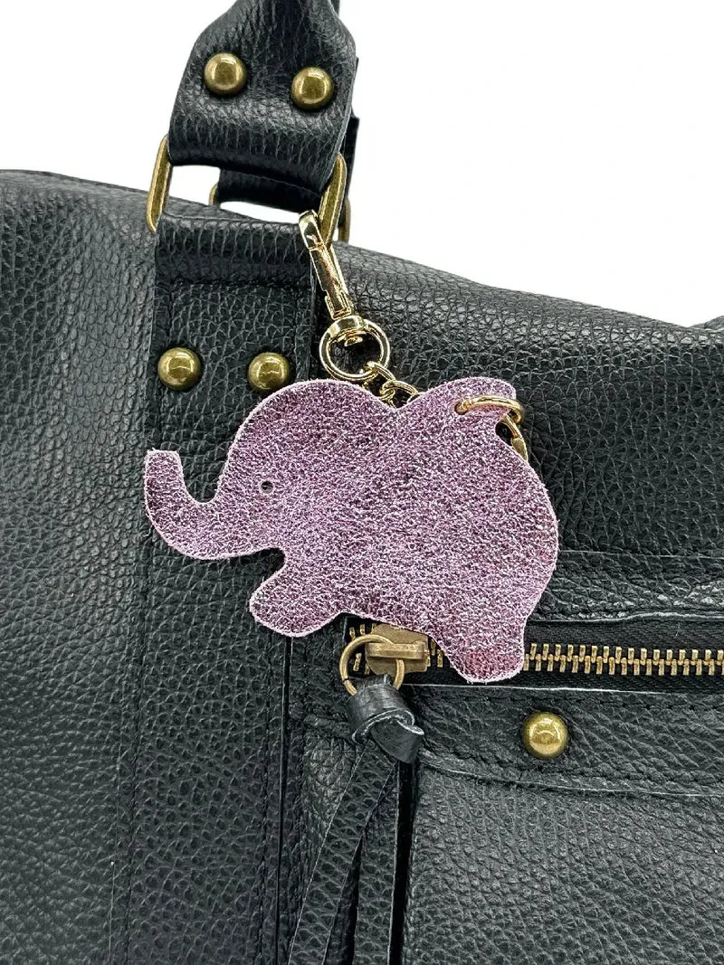 Porte clés ELEPHANT ROSE en cuir irisé DELIRIUM TREMENS Rose pâle