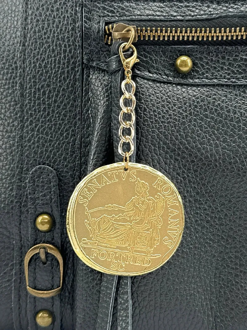 Charm de sac sesterce en métal doré FORTUNA
