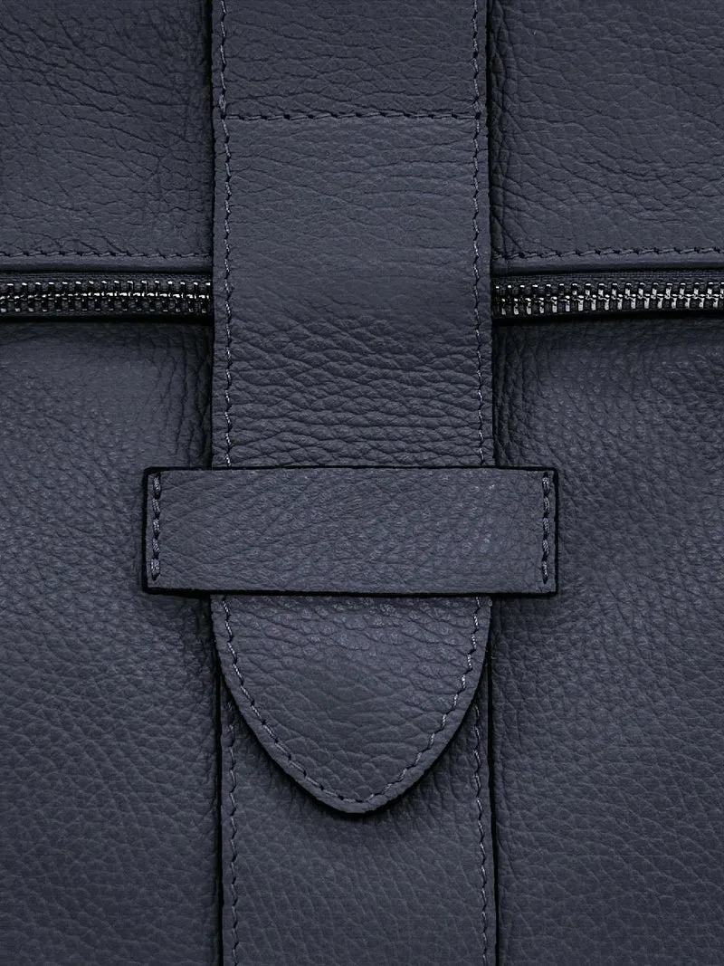 Sac à dos antivol en cuir grainé DORA Bleu marine