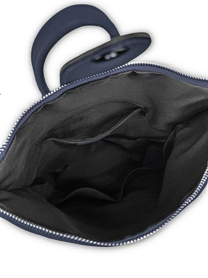 Sac à dos antivol en cuir grainé DORA Bleu marine