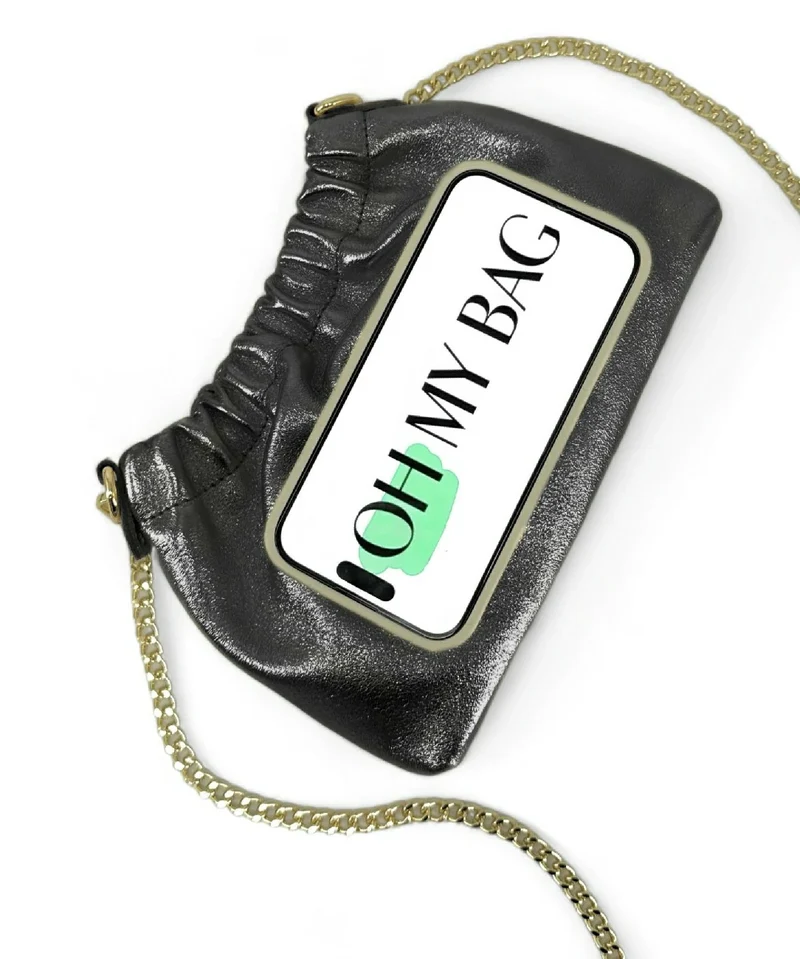Sac pouch en cuir irisé LA POUCHINETTE Noir irisé