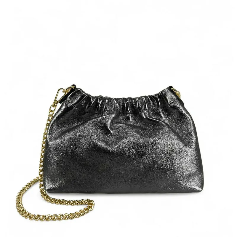 Sac pouch en cuir irisé LA POUCHINETTE Noir irisé