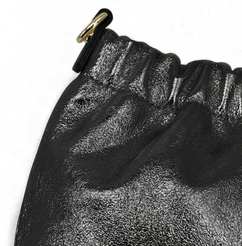 Sac pouch en cuir irisé LA POUCHINETTE Noir irisé