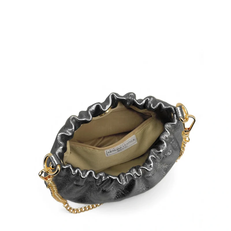 Sac pouch en cuir irisé LA POUCHINETTE Noir irisé