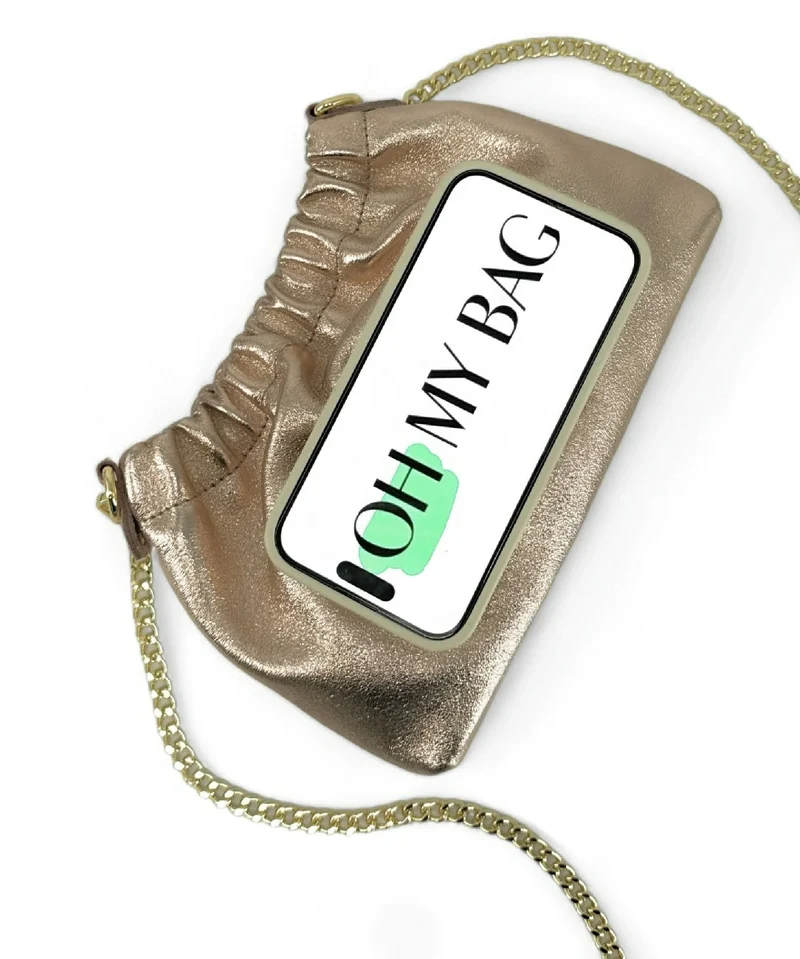 Sac pouch en cuir irisé LA POUCHINETTE Champagne