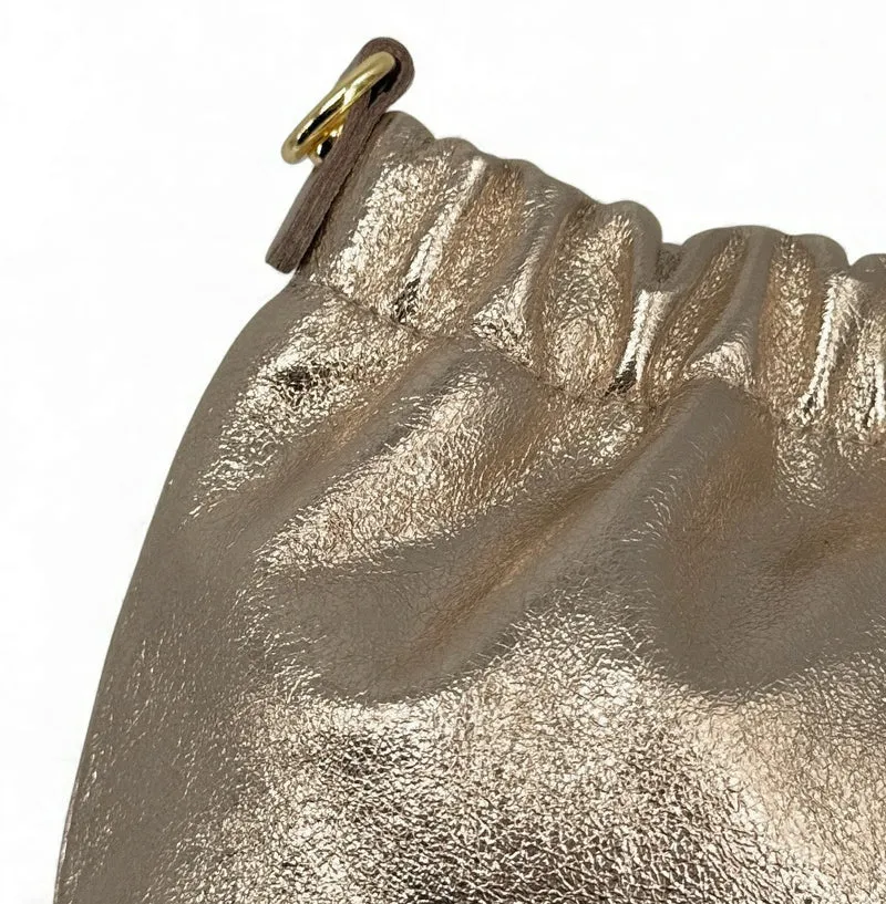 Sac pouch en cuir irisé LA POUCHINETTE Champagne